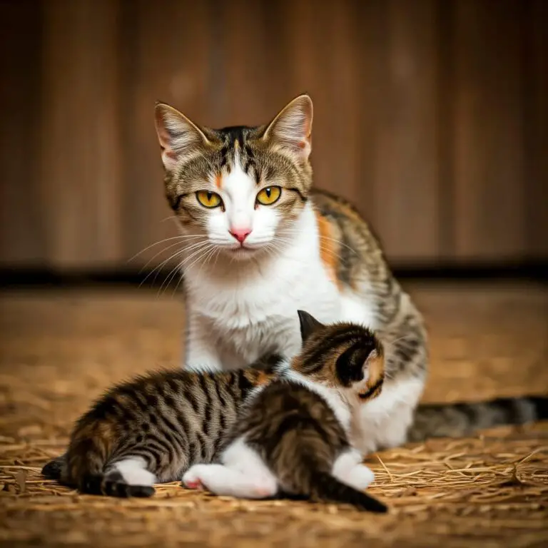 Cats typically bleed a small amount before or after giving birth. This is due to the shedding of the placenta and afterbirth.